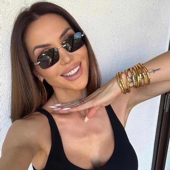 Gucci GG1221S 001 Rectangle Sunglasses - Gold Black/Grey main image 12